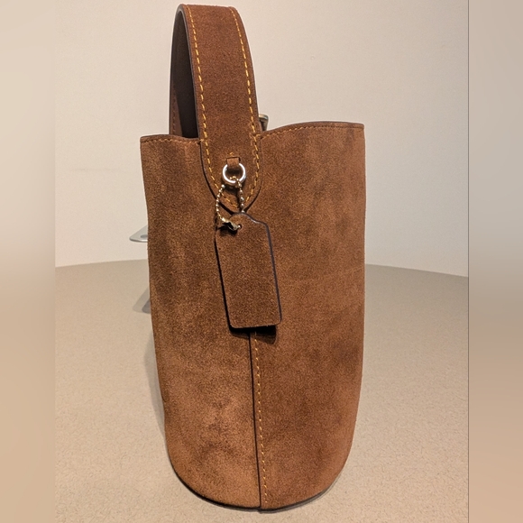 Coach Bleecker Bucket Bag 21 Warm Brown Suede - Picture 3 of 8